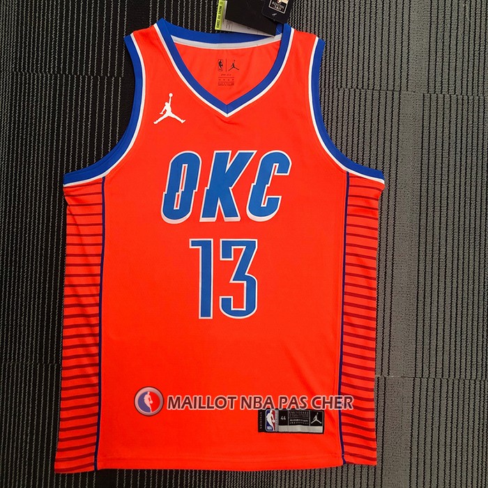 Maillot Oklahoma City Thunder Paul George NO 13 Statement 2021 Orange